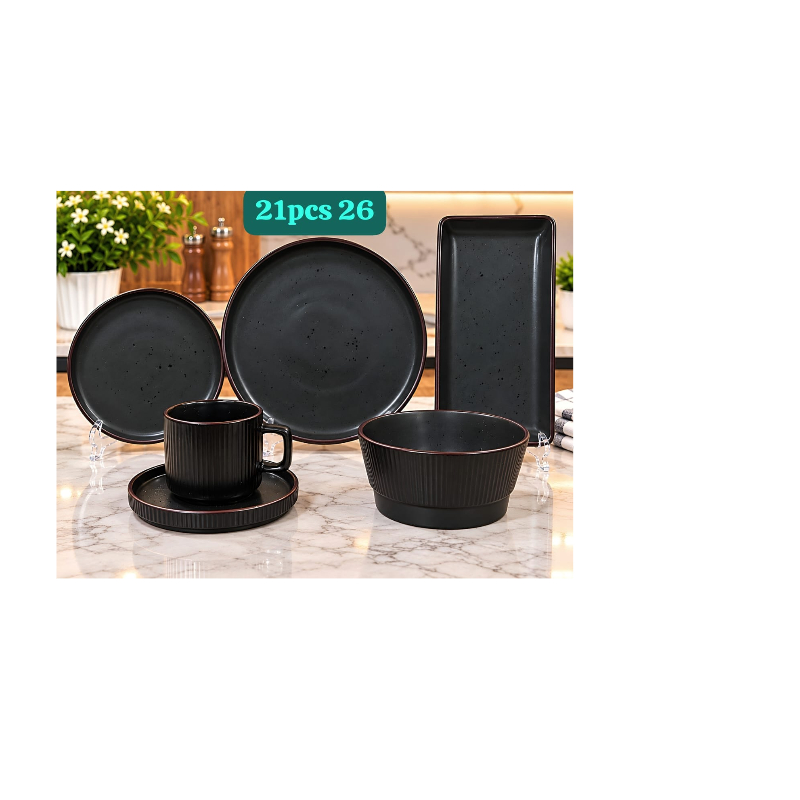 Black 21pcs Dinner Set