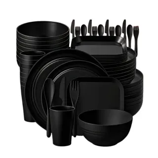 32pcs Black Rubber 16pcs Dinner Set