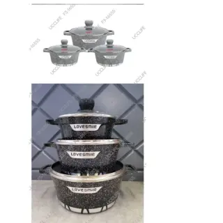 Lovesmile 6pcs Granite Cookware  Sizes 36,40&amp;44 Cm