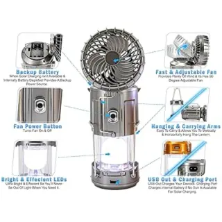 Rechargeable Camping Light With Fan Big