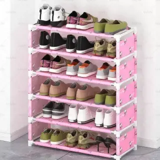 7 Layers Cloth And Iron Shoe Rack
