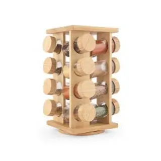16 Jar Spice Carousel Jar With Bamboo Lid
