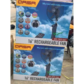 Qasa 16 Inches Rechargeable Fan With Solar Panel