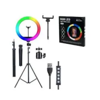14 Inches Rgb Ringlight With 3 Phone Holder And Tripod Stand