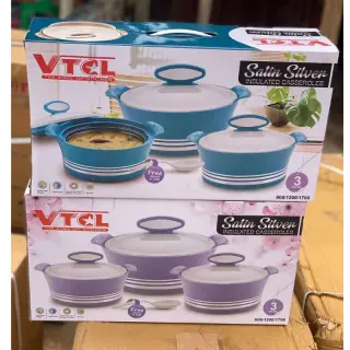 Vtcl 3pcs Satin Silver Insulated Bowl