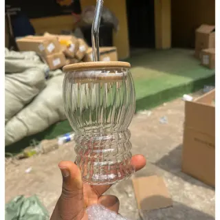 Shaped Glass Bottle With Straw