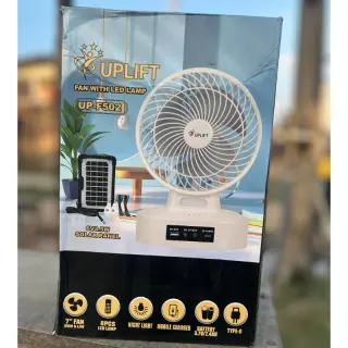 Upliift 7inches Up-f502 Rechargeable Table Fan With Solar Panel And Bulbs