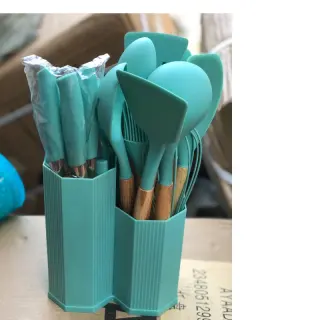 19pcs Silicon Spoon And Knife Block Set
