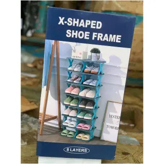 X Shape High Quality 8 Layers Shoe Rack