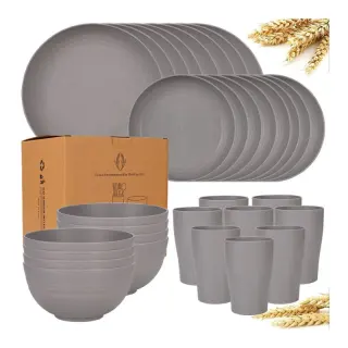 Round Gray Rubber 16pcs Dinner Set