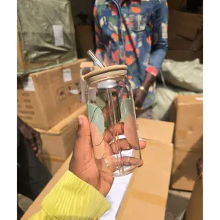 Round Glass Cup With Bamboo Lid