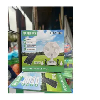 Felips X27 12 Inches Table Fan With Solar Panel And Bulbs