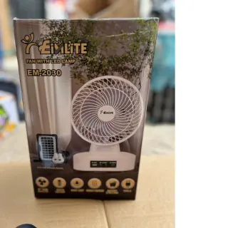 Em2030… Table Fan With Bulb And Solar Panel