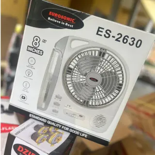 Es2630…8 Inches Rechargeable Fan With Lamp