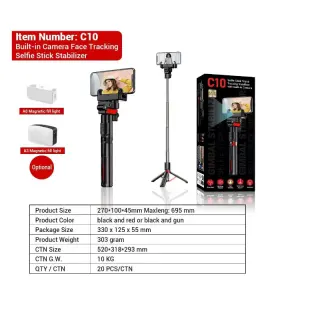 C10 360 Rotation Extendable Selfie Stick Ai Gimbal