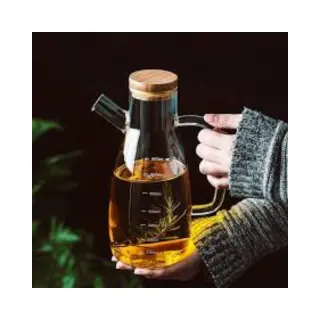 Glass Oil Jar With Bamboo Lid