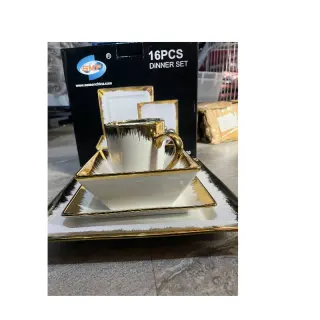 Square Gold 16pcs Dinner Set