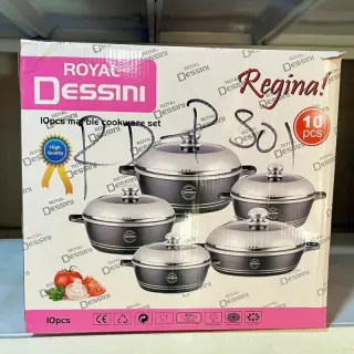 10pcs Dessini Marble Cookware Set With Stainless Cover
