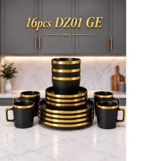 16pcs Dinner Set With Gold Tape