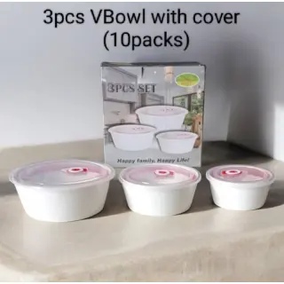 3pcs V Bowl With Cover