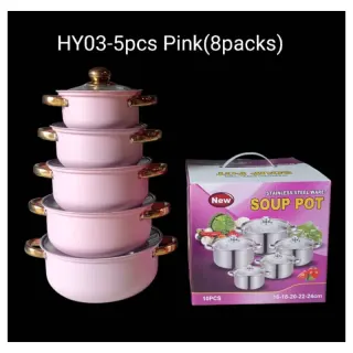 Happy Pink 5pcs Stainless Steel Ware