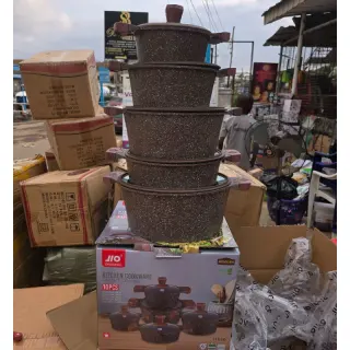 Yz83 Jio 10pcs High Quality Marble Pot With Wooden Handle